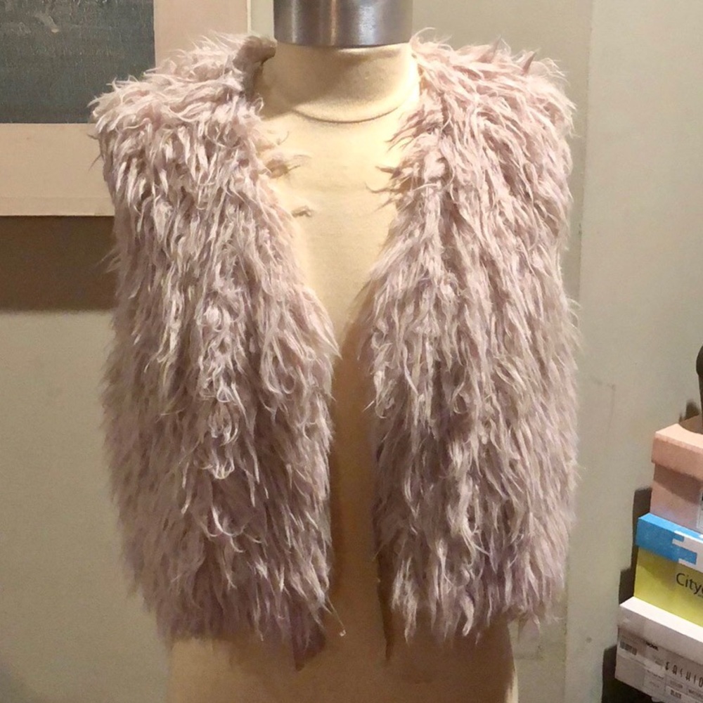 Faux fur pink vest